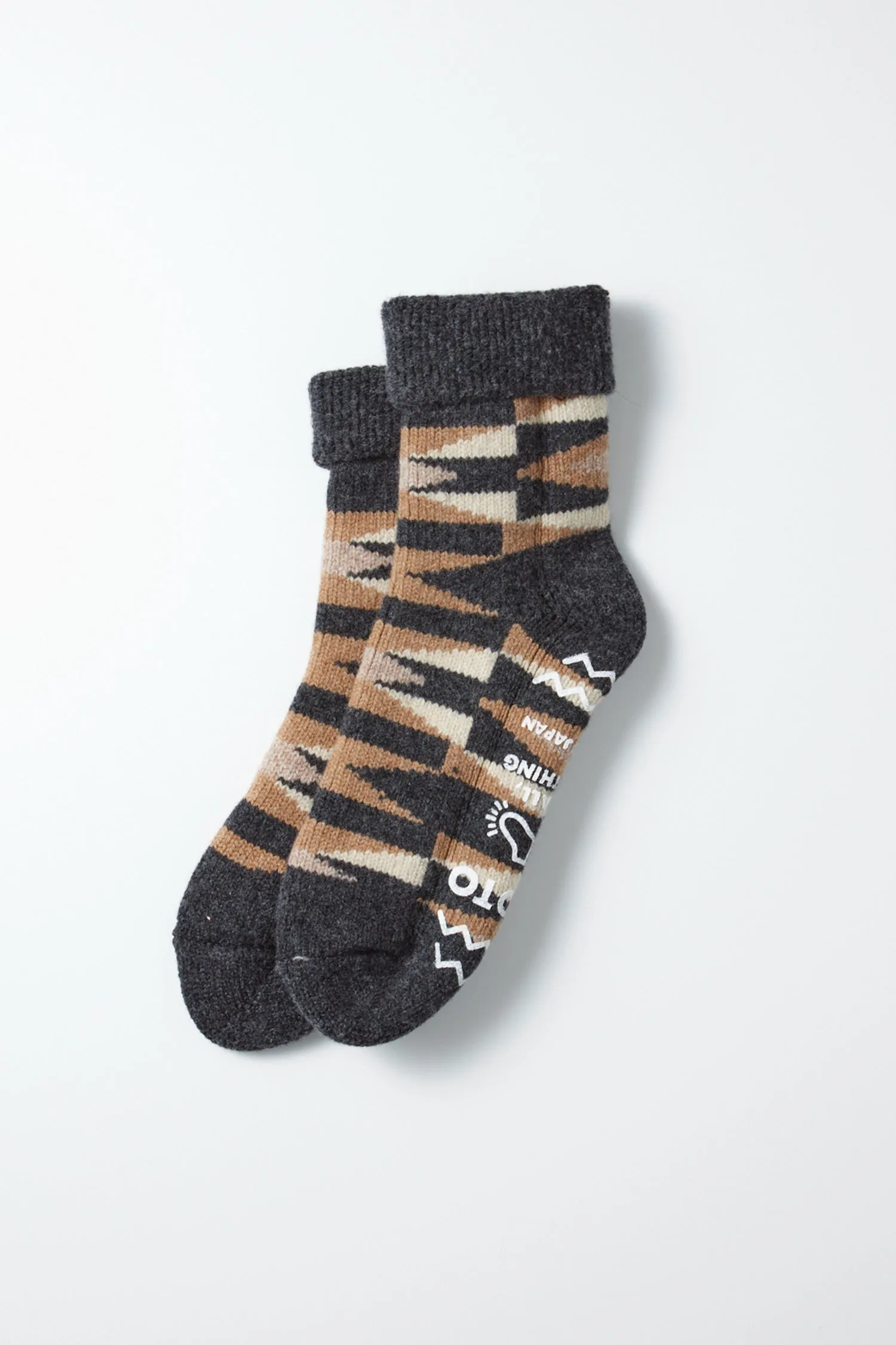 RoToTo Merino Lambs Wool Room Socks "Native" / Charcoal