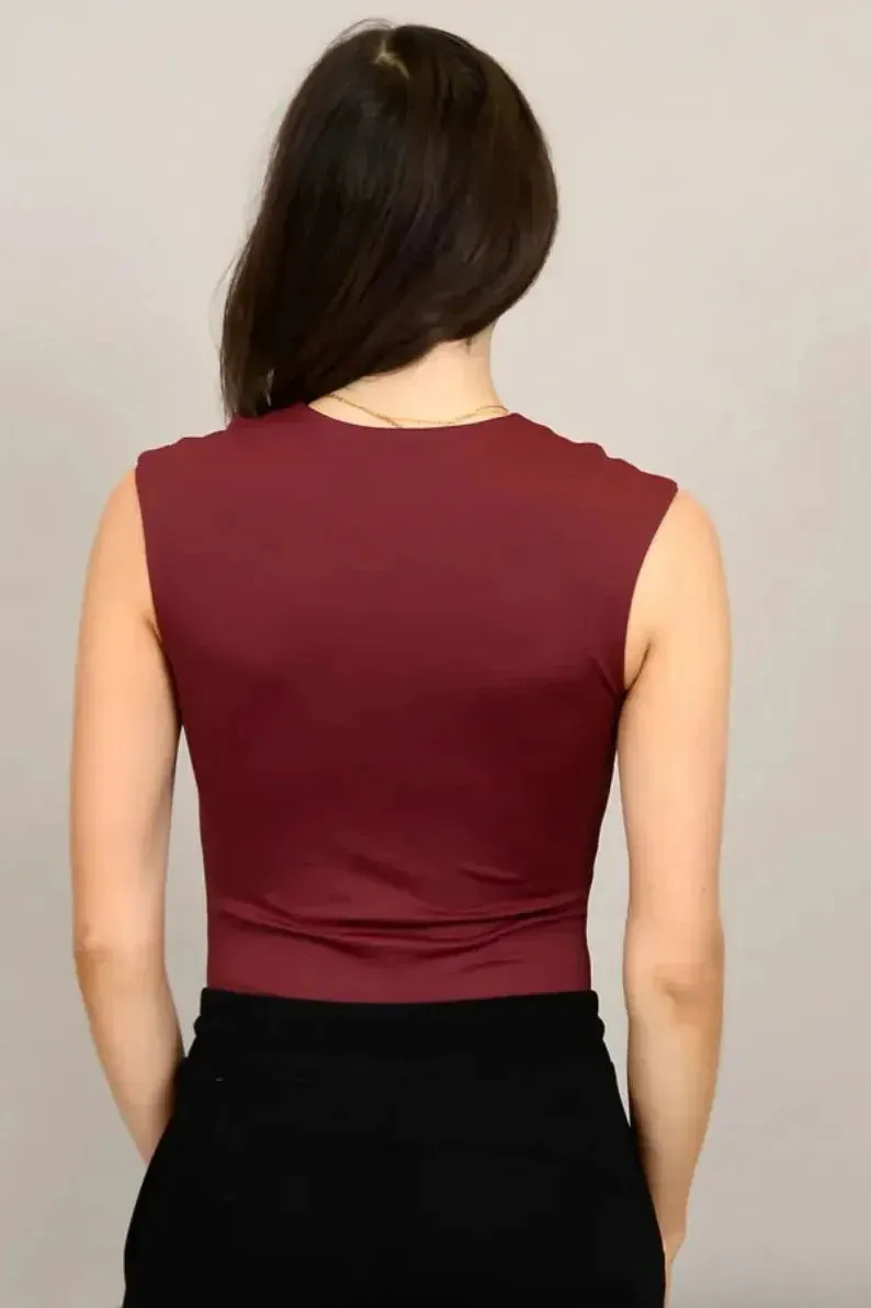 Roxi Sleeveless Bodysuit Oxblood