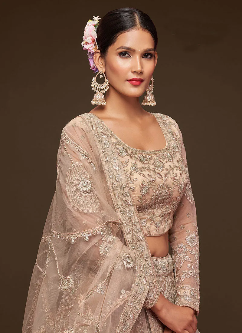 Royal Beige Resham Thread Embroidery Lehenga Choli And Dupatta