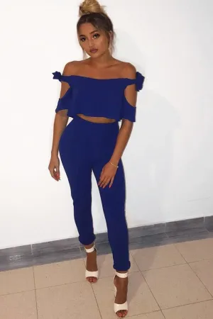 Royal Blue Trousers and Crop Top Co-ord - Daizy