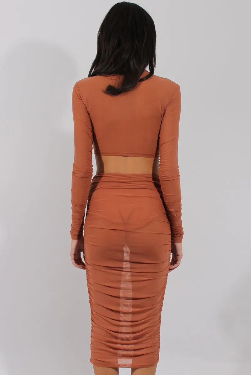 Rust Sheer Ruched Co-ord - Kerry