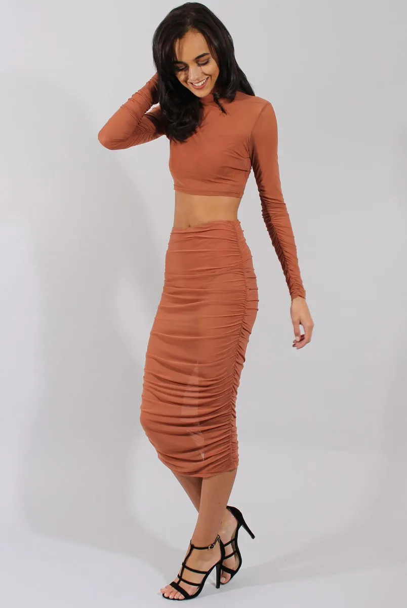 Rust Sheer Ruched Co-ord - Kerry