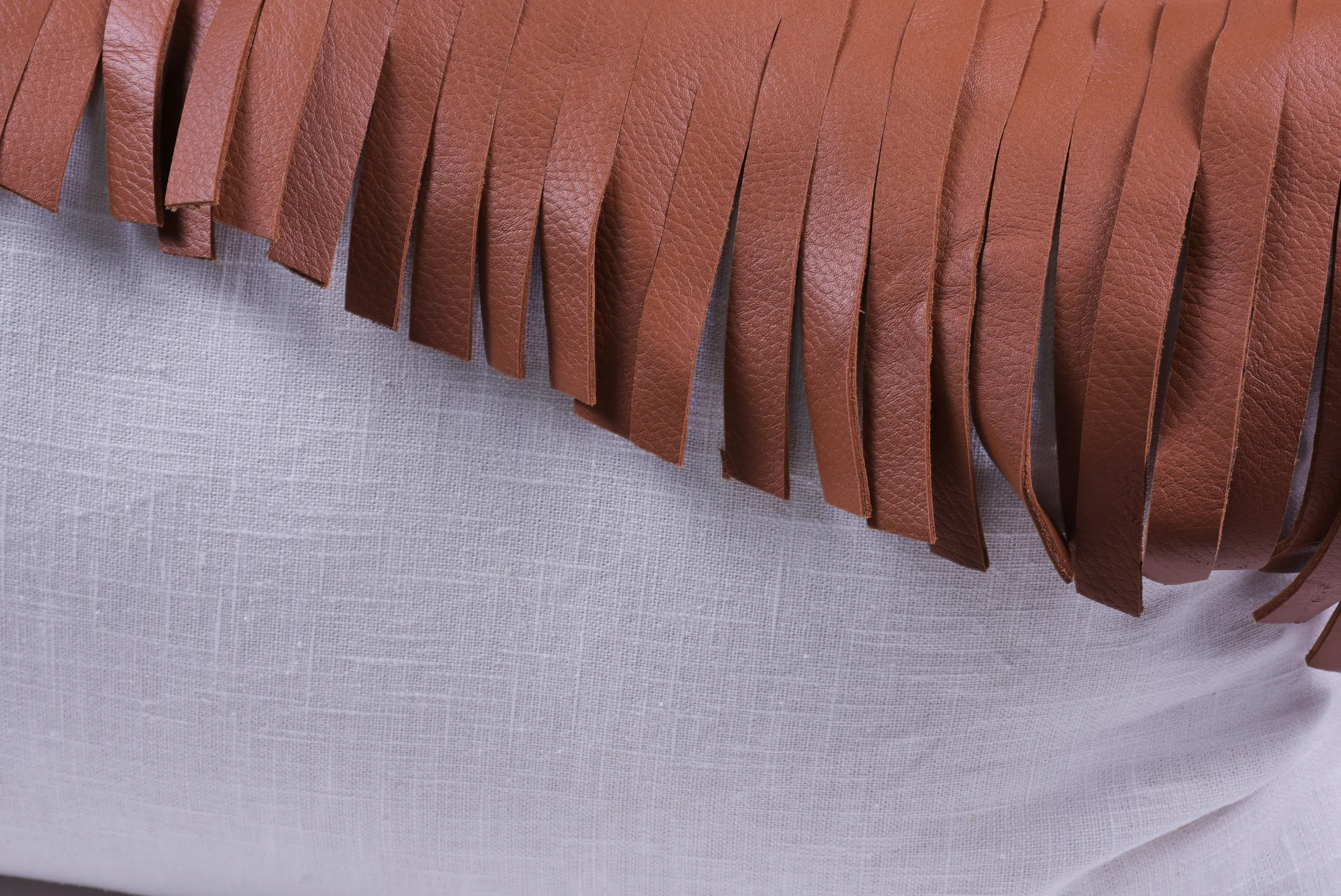 Saddle Leather Fringes Square Pillow