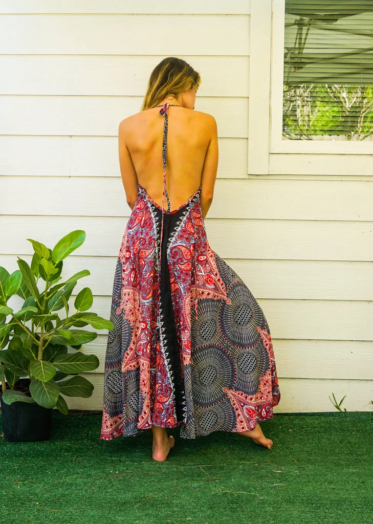 Scarlet Mandala Goddess Boho Maxi Dress