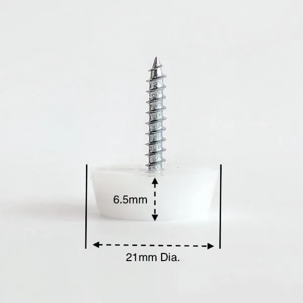 Screw On Furniture Glides 21mm White Plastic (HDPE) - Made in Germany