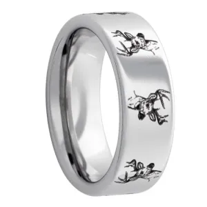 Serinium Pipe Cut Band with Deer Head Laser Engraving
