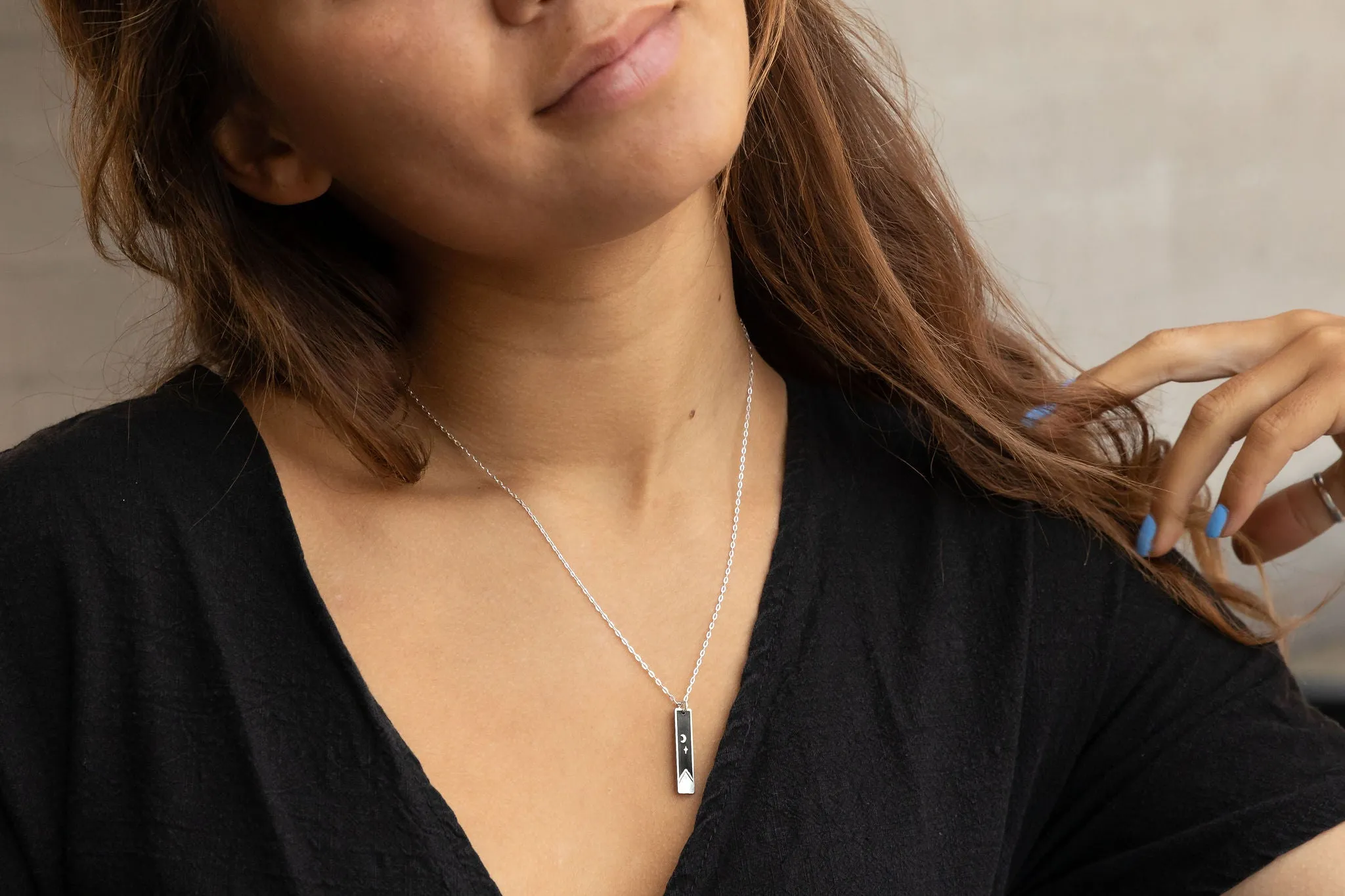 Silver Mountain Skinny Bar Necklace