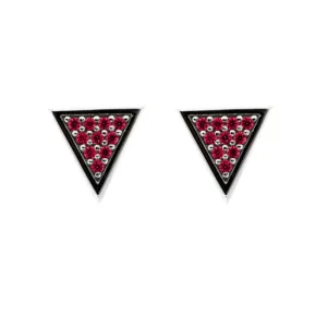 Silver Tres Puntos Earrings Ruby