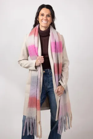 Soft & Cozy Plaid Scarf for Women in Pink | WCL120077-PNK