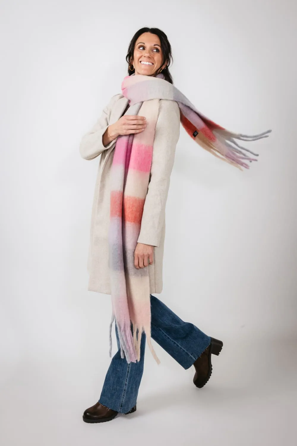 Soft & Cozy Plaid Scarf for Women in Pink | WCL120077-PNK