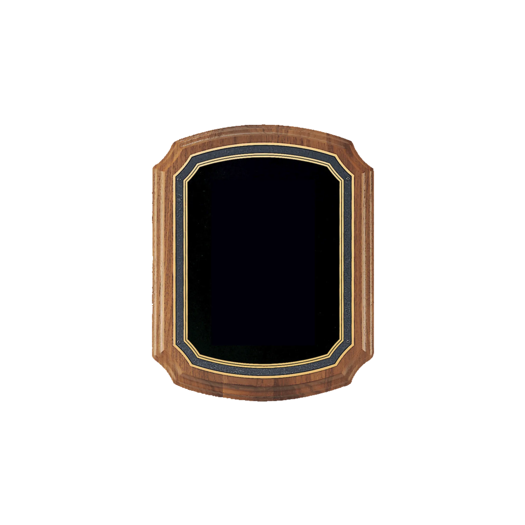Solid American Walnut Plaque with a Black Brass Florentine Border Engravable Plate