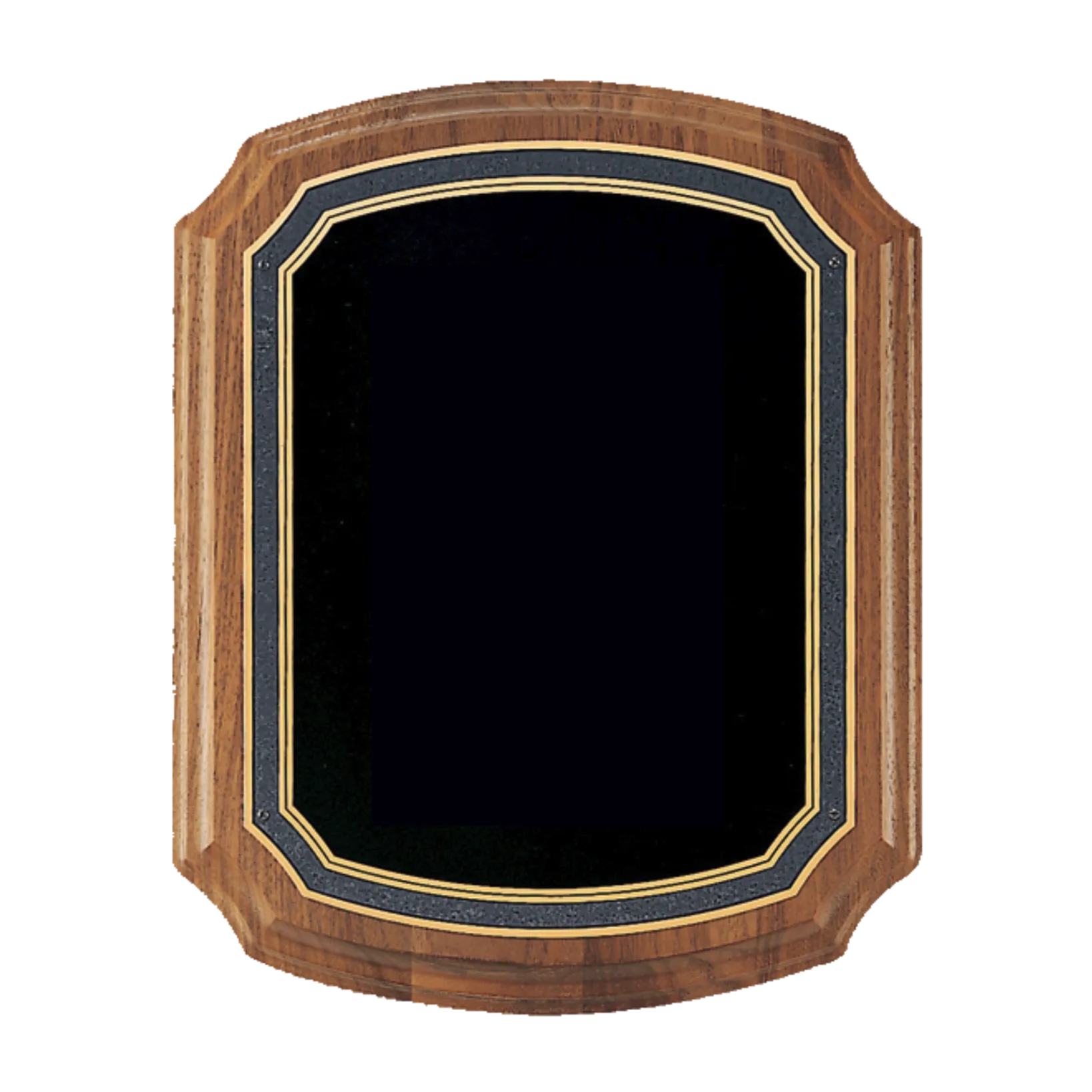 Solid American Walnut Plaque with a Black Brass Florentine Border Engravable Plate