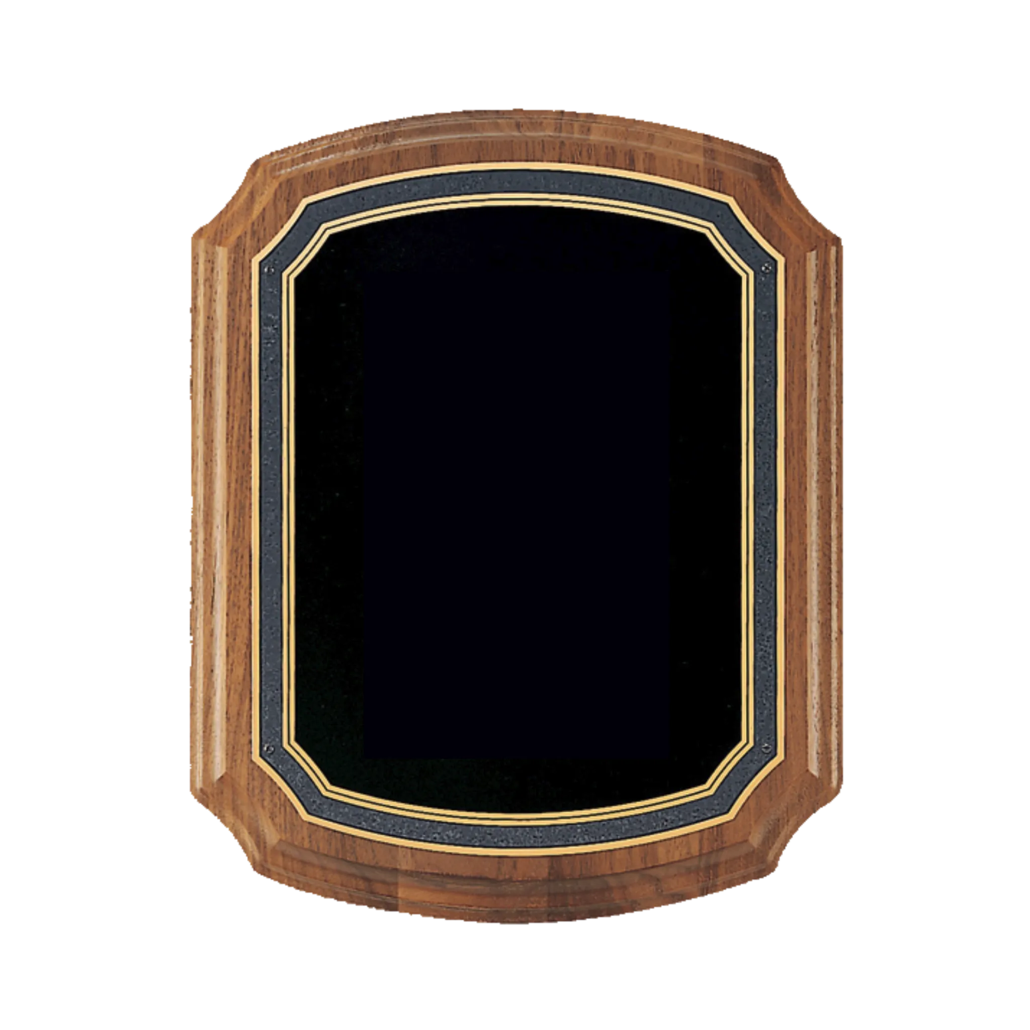 Solid American Walnut Plaque with a Black Brass Florentine Border Engravable Plate