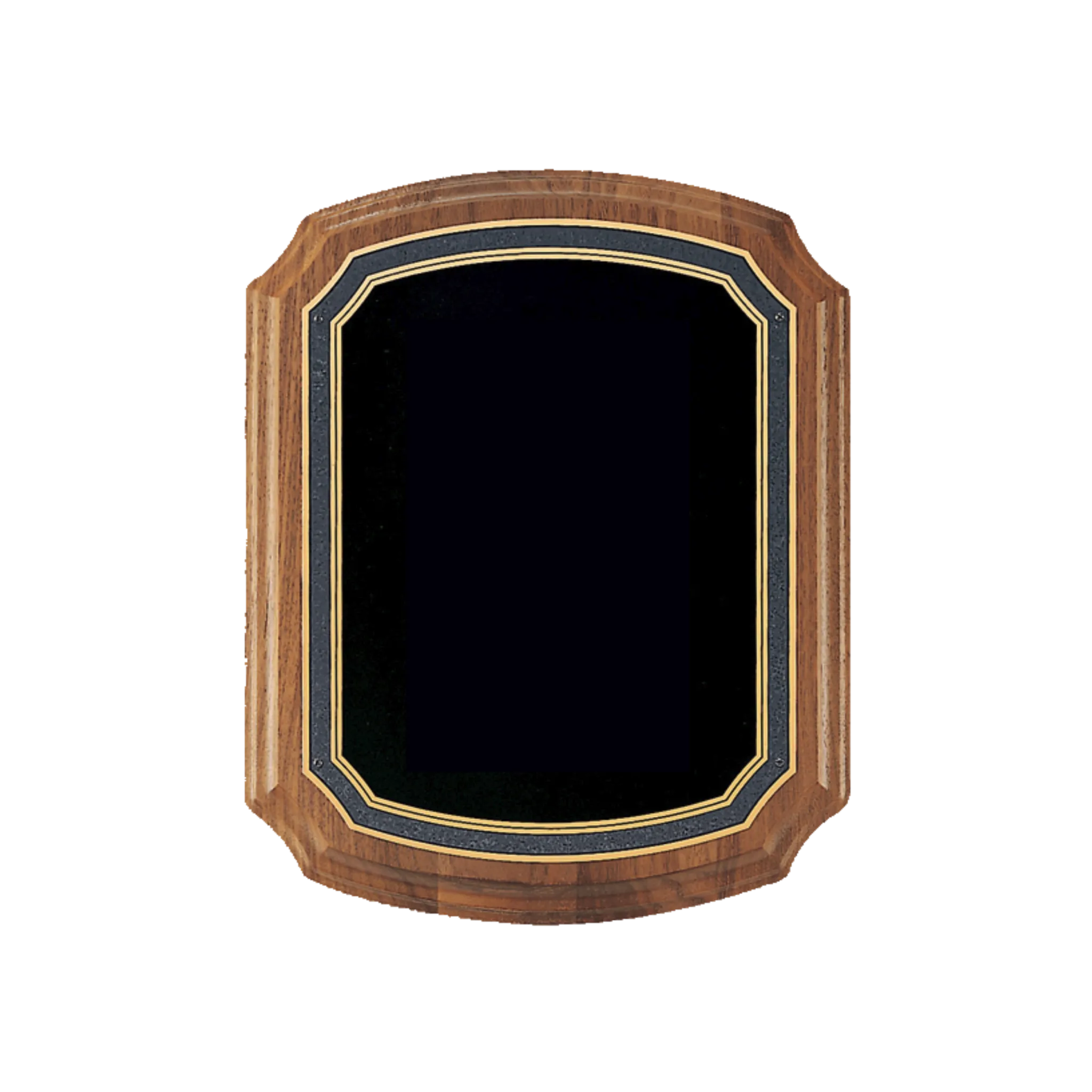 Solid American Walnut Plaque with a Black Brass Florentine Border Engravable Plate