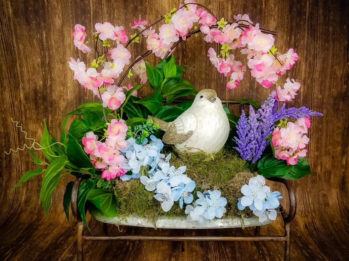 Spring Farmhouse Bench Centerpiece