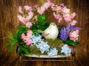 Spring Farmhouse Bench Centerpiece