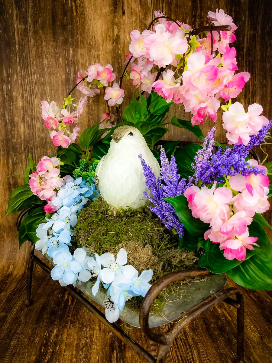 Spring Farmhouse Bench Centerpiece