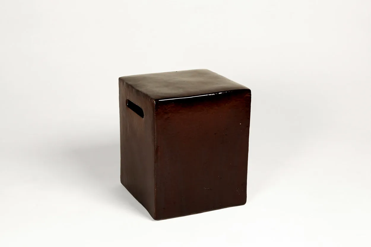 Square Ceramic Garden Stool Blue
