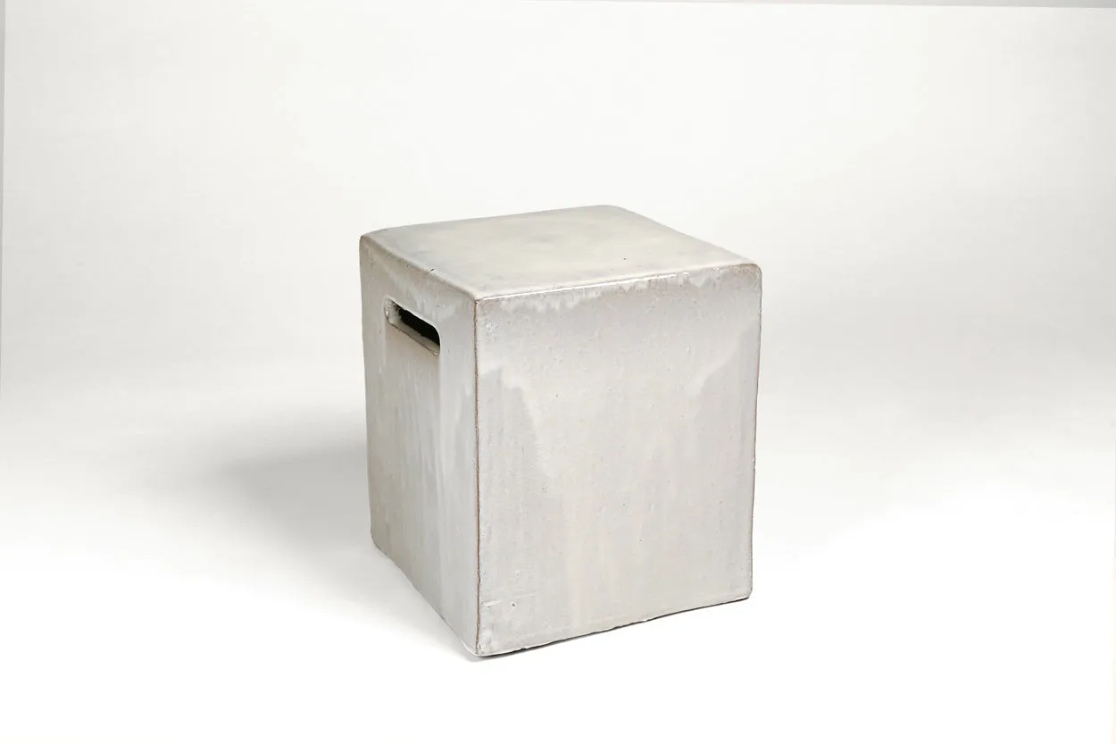 Square Ceramic Garden Stool Blue