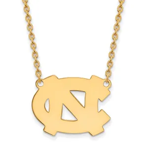 Sterling Silver Gold-plated University of North Carolina N-C Large Pendant 18 inch Necklace