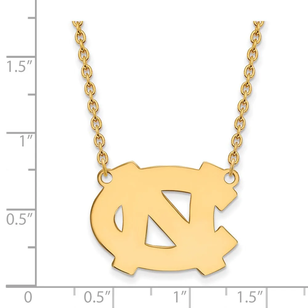 Sterling Silver Gold-plated University of North Carolina N-C Large Pendant 18 inch Necklace