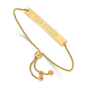 Sterling Silver Gold-plated University of North Carolina Tar Heels Small Bar Adjustable 9 inch Bracelet