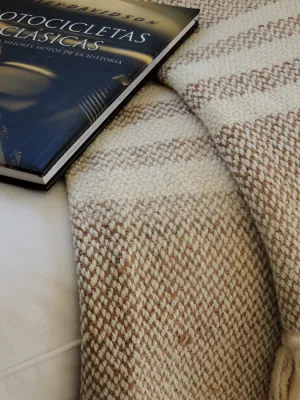Stripes Camel Wool Throw Blanket