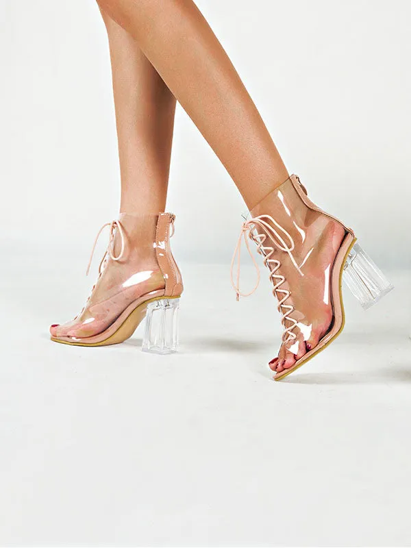 Summer Fish Mouth Super High Heel with Transparent Crystal Thick with Sexy Nightclub Sandals
