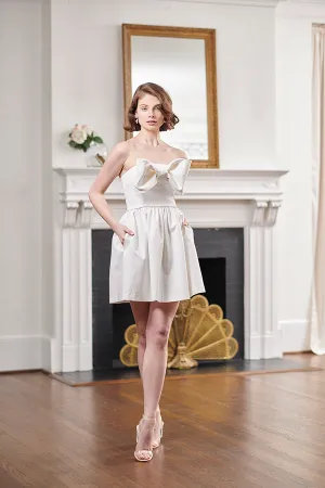Sydney Strapless White Bridal Shower and Wedding Reception Dress