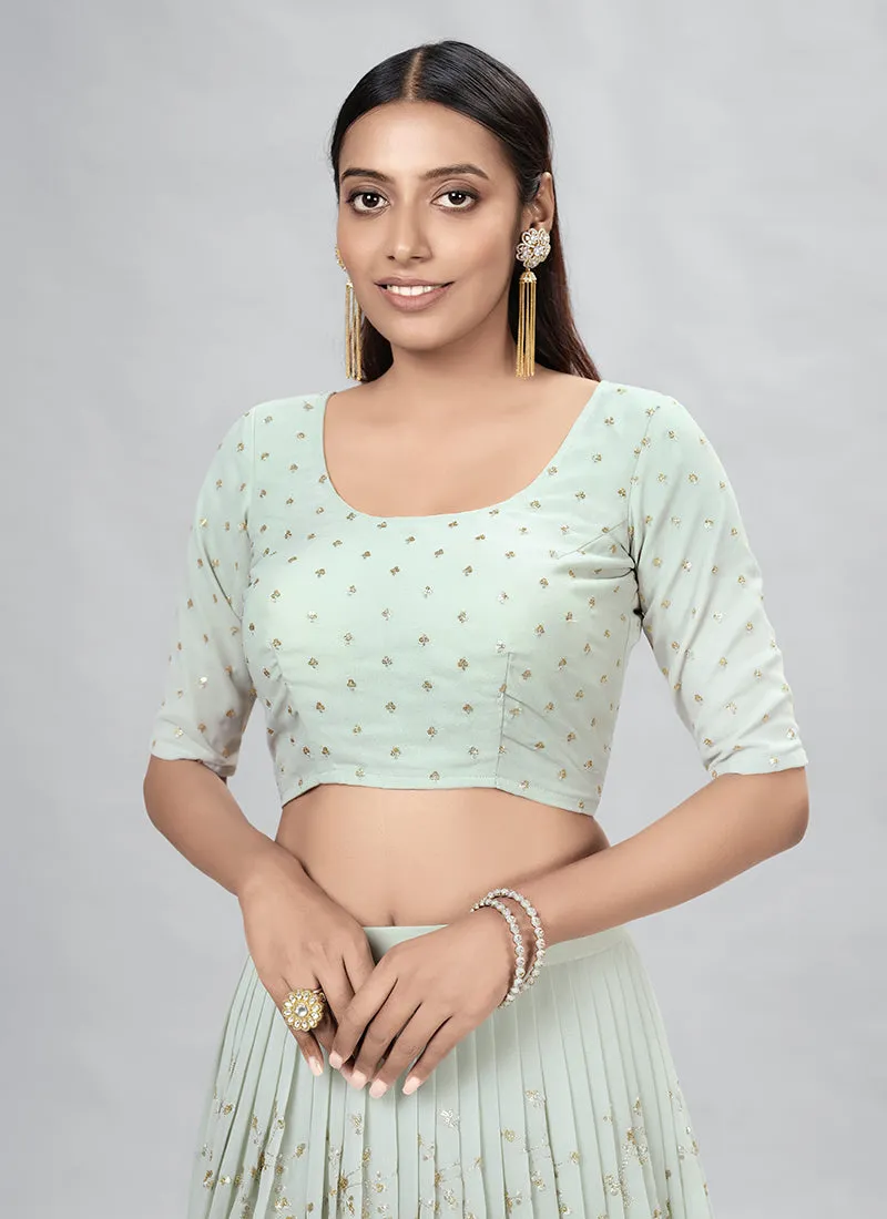 Teal Sequence Embroidery Wedding Lehenga Choli