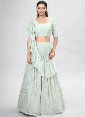 Teal Sequence Embroidery Wedding Lehenga Choli