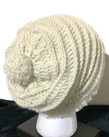 THE VANILLA ALPACA HAT, crochet slouchy hat, woman's size 24, a must have for cold weather, X-mas gift, beanie hat,