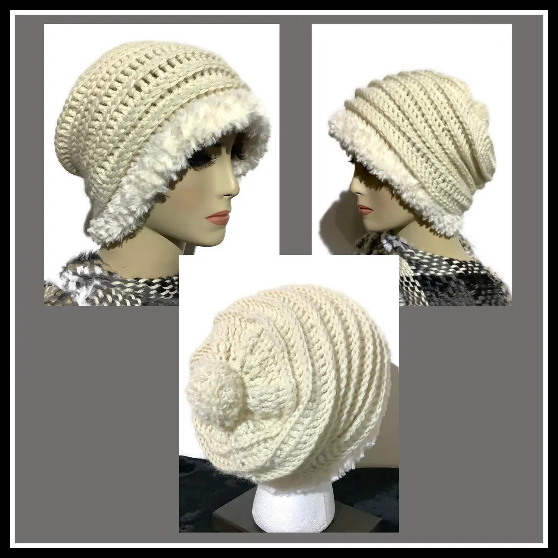 THE VANILLA ALPACA HAT, crochet slouchy hat, woman's size 24, a must have for cold weather, X-mas gift, beanie hat,