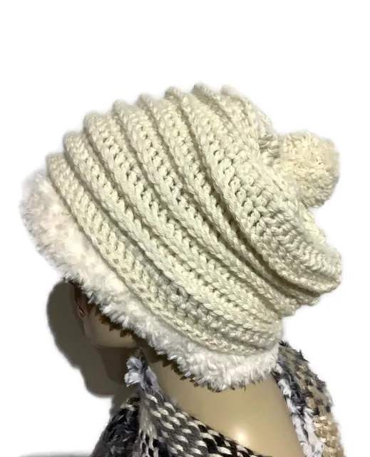 THE VANILLA ALPACA HAT, crochet slouchy hat, woman's size 24, a must have for cold weather, X-mas gift, beanie hat,