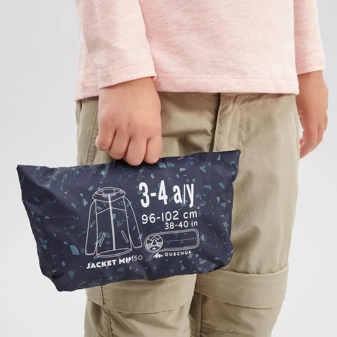 Veste imperméable de randonnée enfant 2-6 ans, MH100 zip bleue