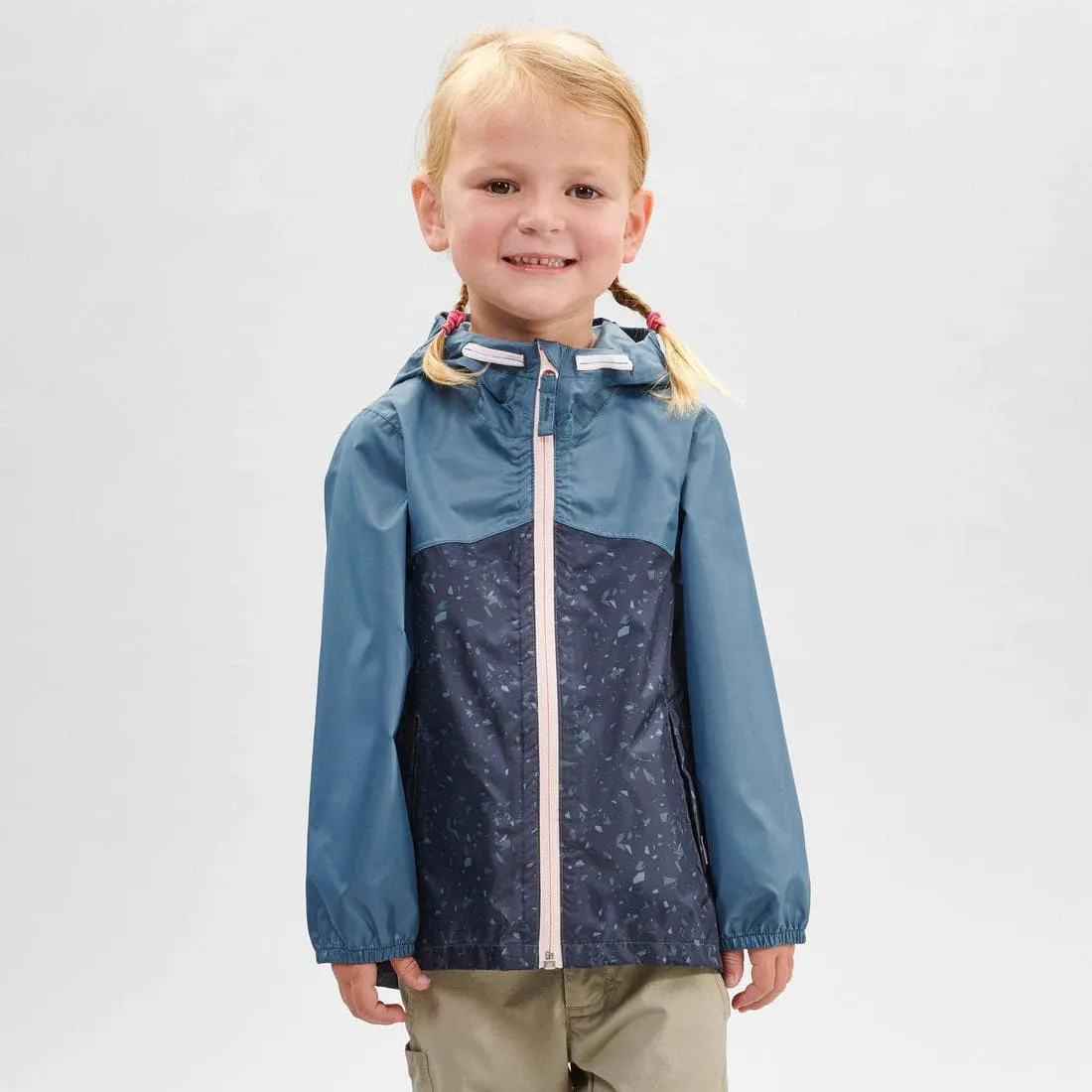 Veste imperméable de randonnée enfant 2-6 ans, MH100 zip bleue