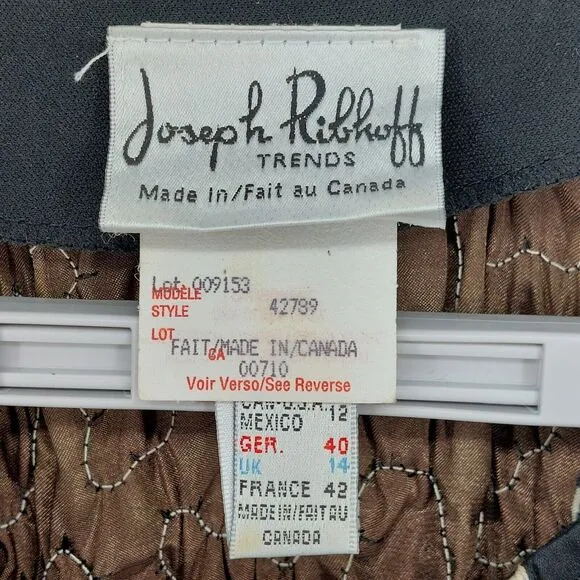 Vintage Joseph Ribkoff Jacket Womens Sz 12 Black Scrunch Textured Designer Chic