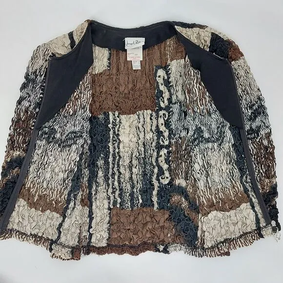 Vintage Joseph Ribkoff Jacket Womens Sz 12 Black Scrunch Textured Designer Chic