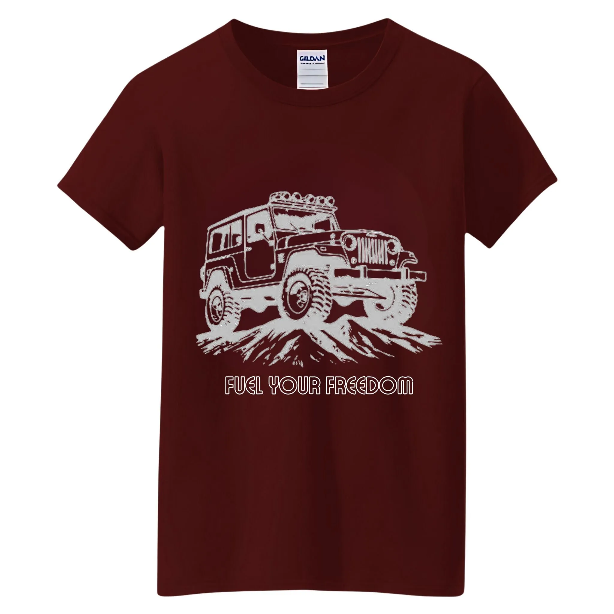 VOZUKO Custom 4x4 Jeep Fuel Your Freedom Made-to-Order Gildan Graphic Tee