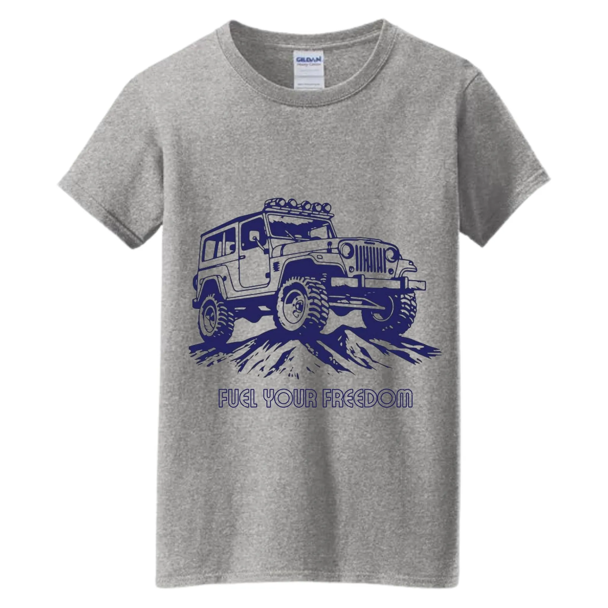 VOZUKO Custom 4x4 Jeep Fuel Your Freedom Made-to-Order Gildan Graphic Tee
