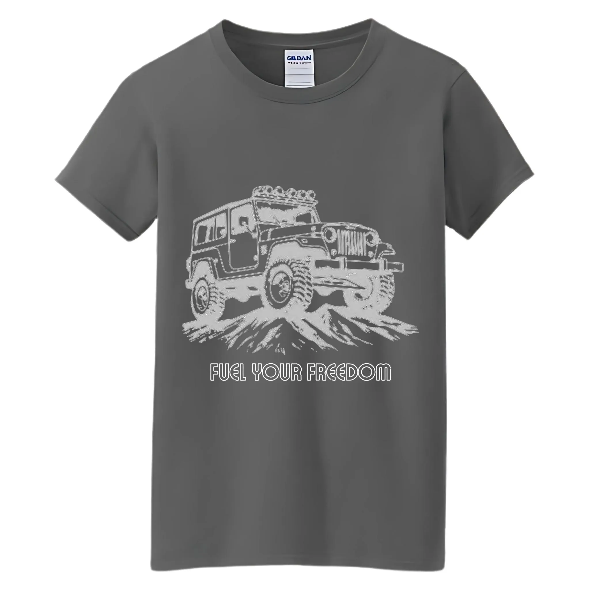 VOZUKO Custom 4x4 Jeep Fuel Your Freedom Made-to-Order Gildan Graphic Tee