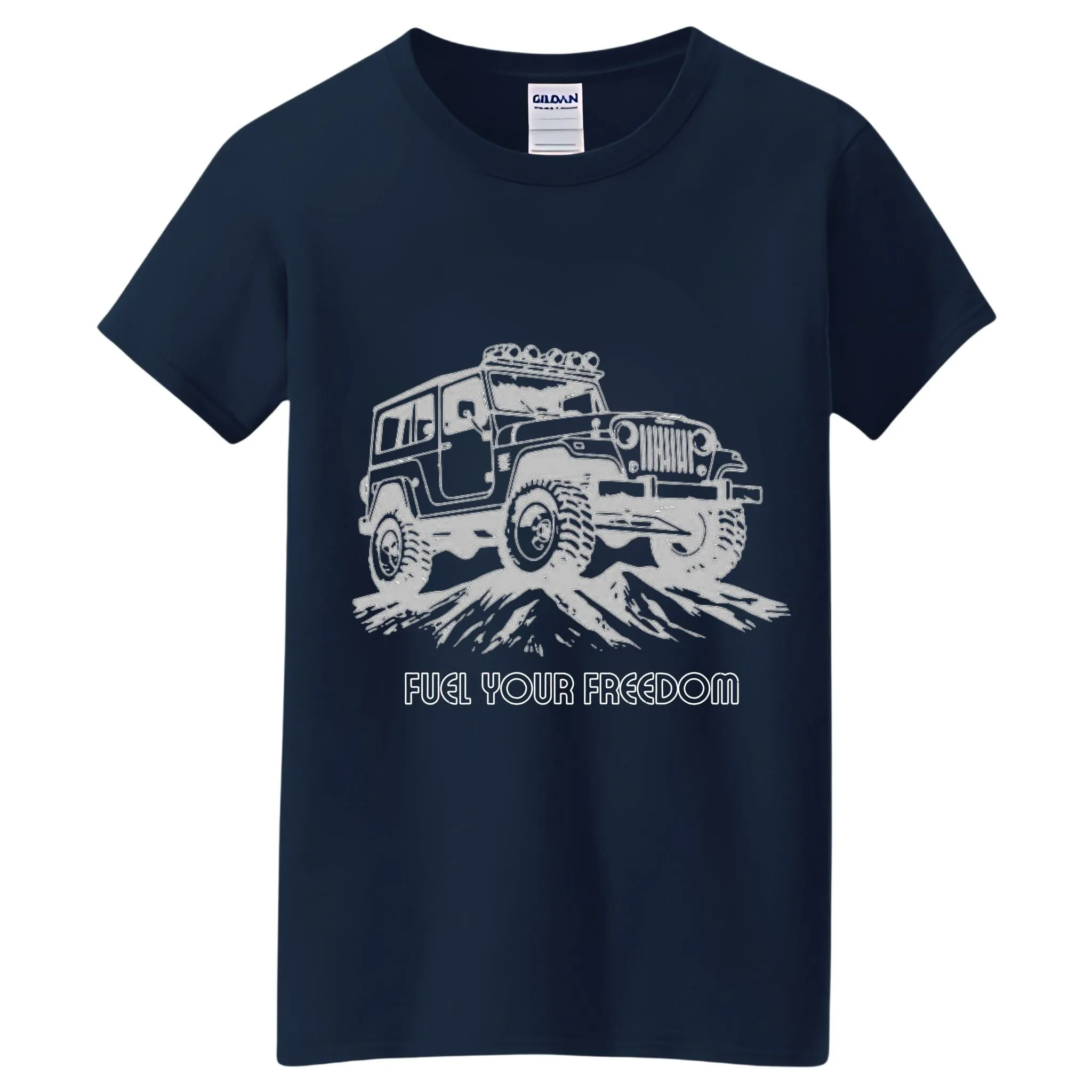 VOZUKO Custom 4x4 Jeep Fuel Your Freedom Made-to-Order Gildan Graphic Tee