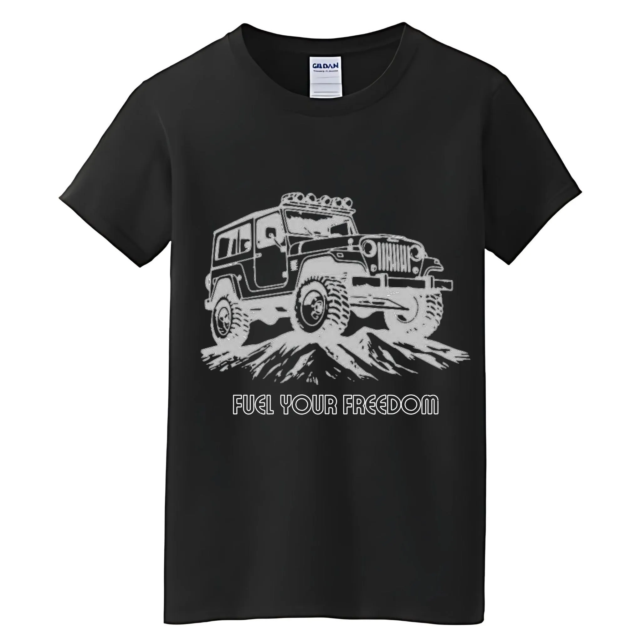 VOZUKO Custom 4x4 Jeep Fuel Your Freedom Made-to-Order Gildan Graphic Tee