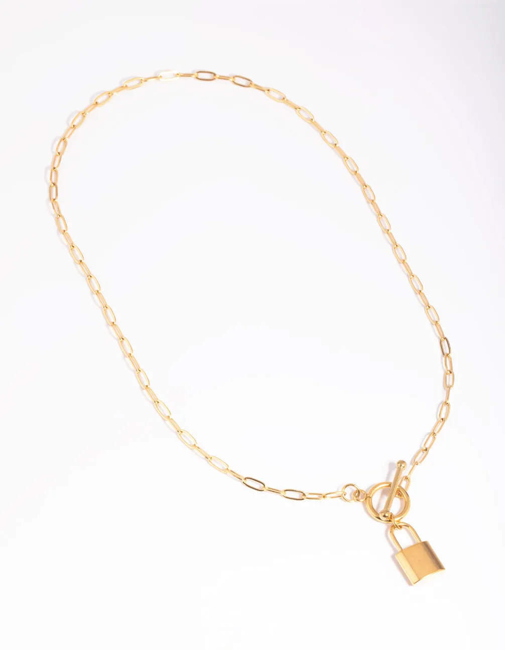 Waterproof Gold Plated Stainless Steel Padlock Fob Necklace