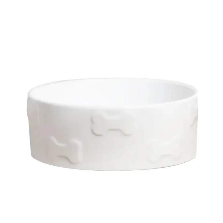 White Ceramic Dog Bone Bowl