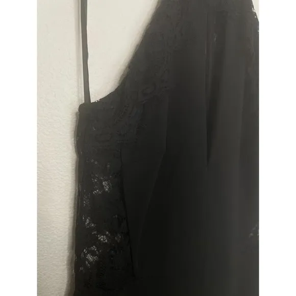 Windsor Small Lace Halter Maxi Dress Black Plunging Neck Cut Out Back Slit