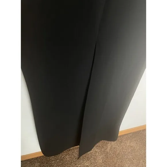 Windsor Small Lace Halter Maxi Dress Black Plunging Neck Cut Out Back Slit