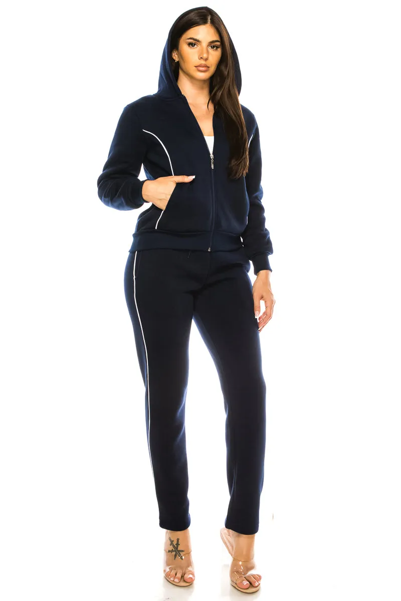 Women's 2 Piece Fleece Matching Tracksuit