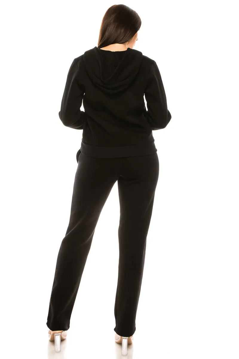 Women's 2 Piece Fleece Matching Tracksuit