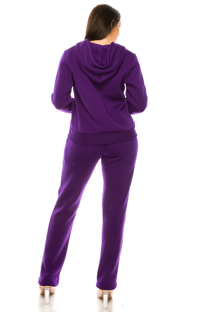 Women's 2 Piece Fleece Matching Tracksuit